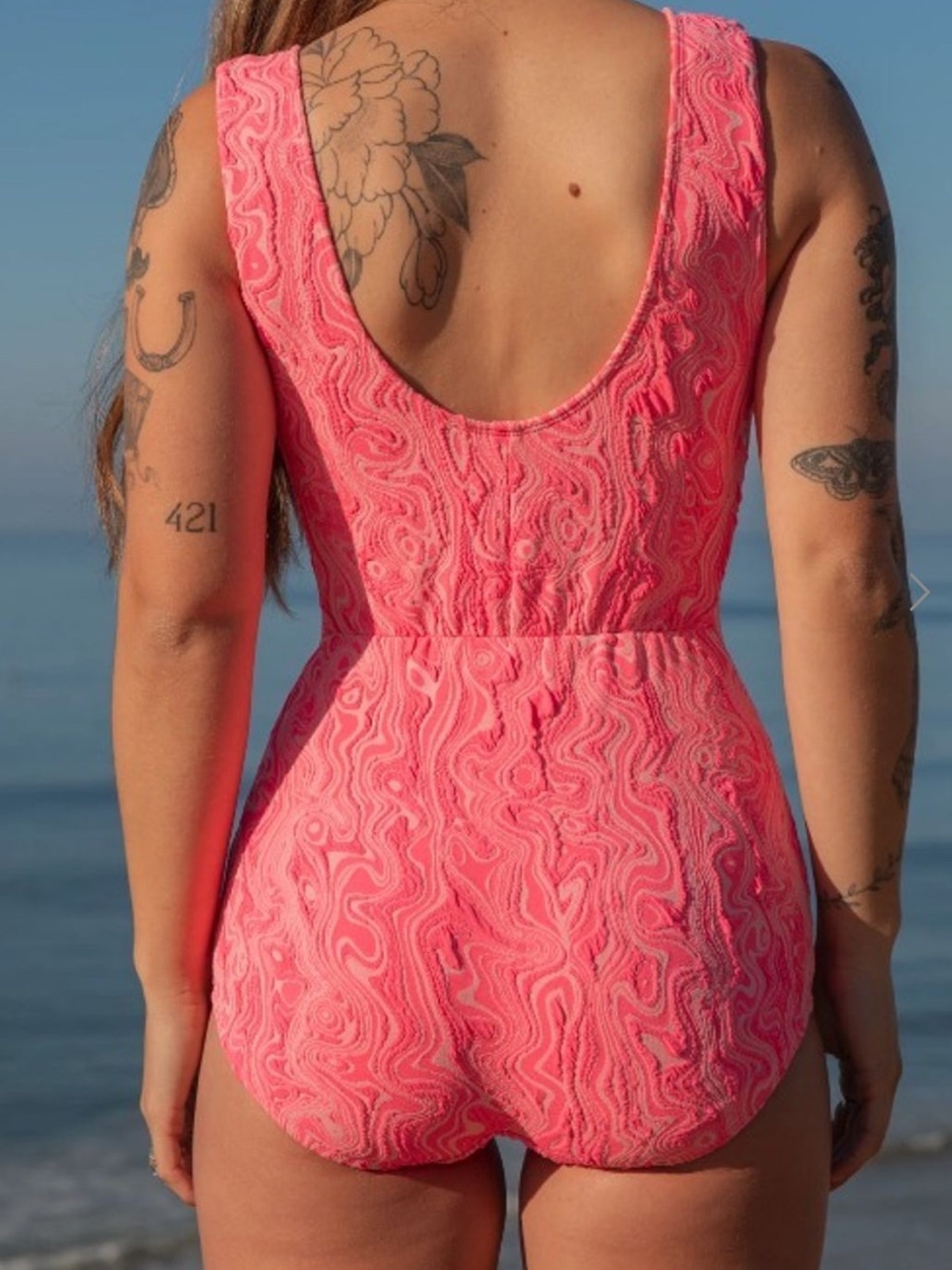 Free People Movement X Seea One -Piece Bathing Suit in Pink Glow Size XL - Picture 4 of 10